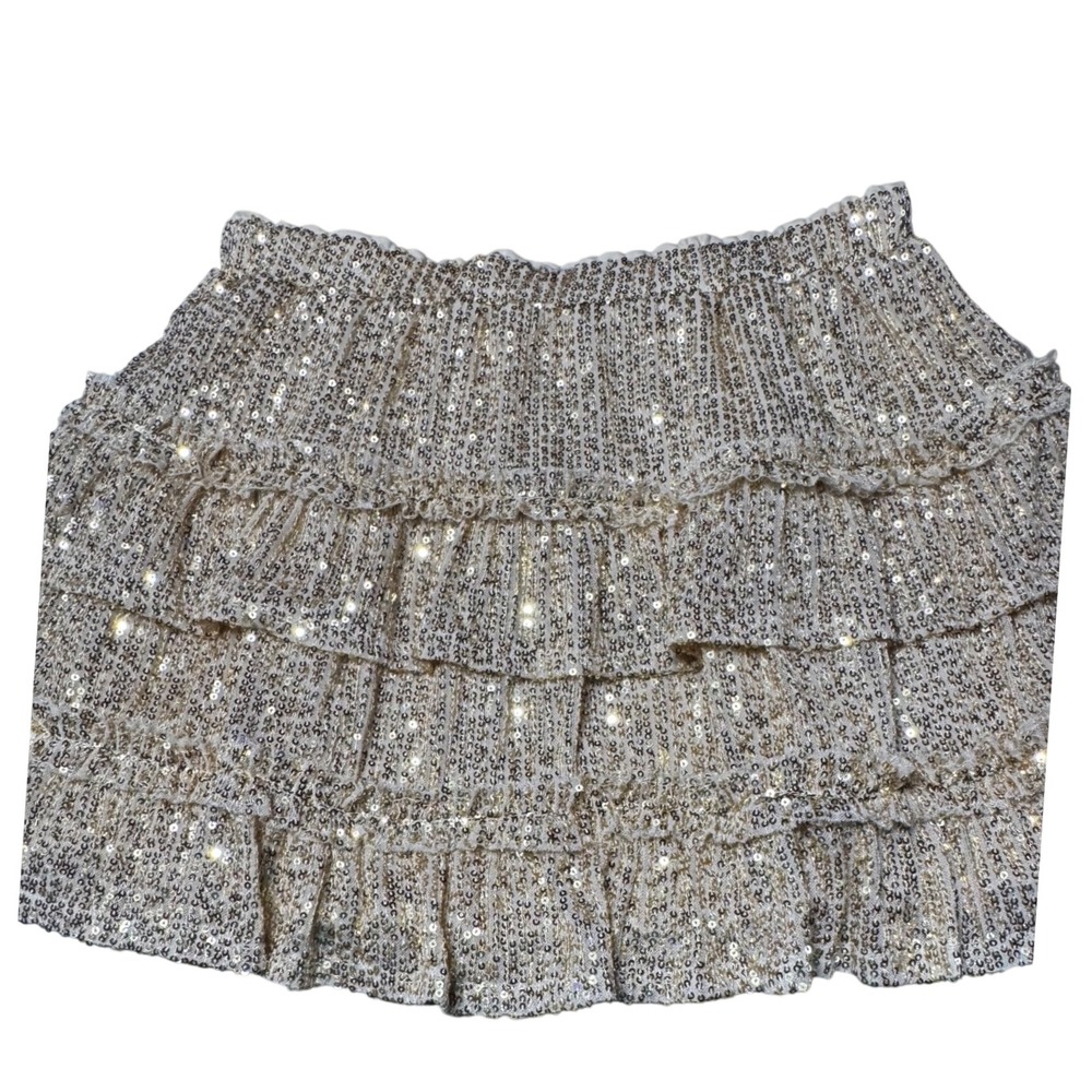 Chelsea & Violet Skirt Womens XL 16 Sequin Tiered Ruffle Gold Festival Party Y2K - Picture 5 of 8